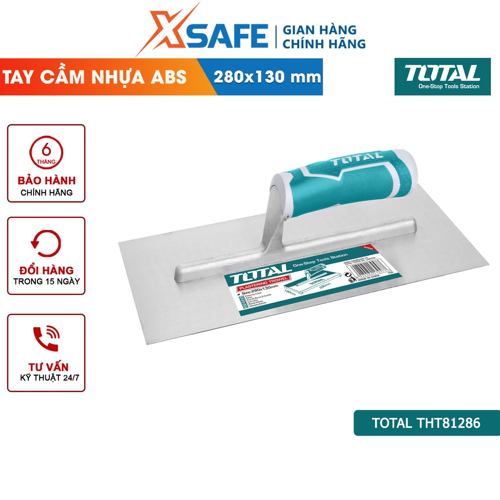 Bàn chà xây dựng TOTAL THT81286 13x28cm Bay chà hồ góc cạnh, bay hồ kim loại chống rỉ sét, tay cầm abs chống trơn trượt
