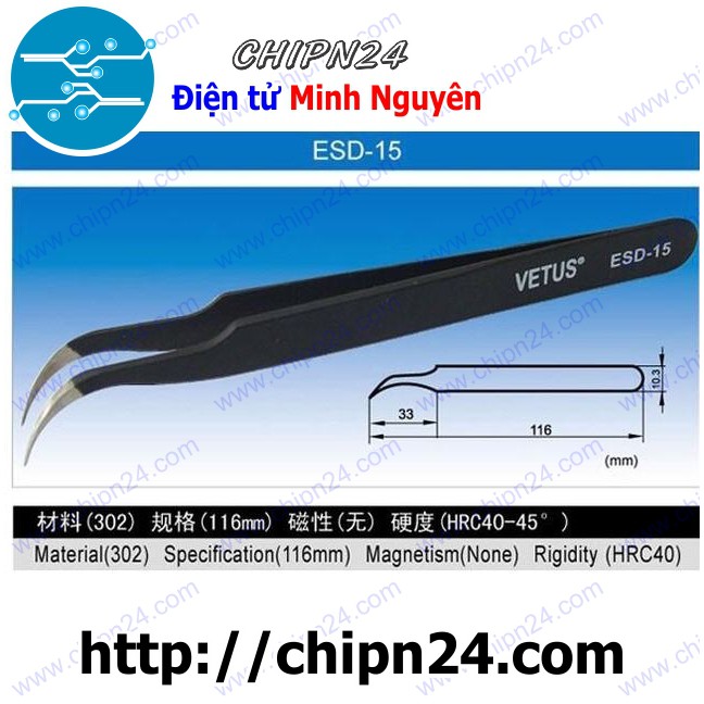 [1 CÂY] Nhíp cong ESD-15 ESD15