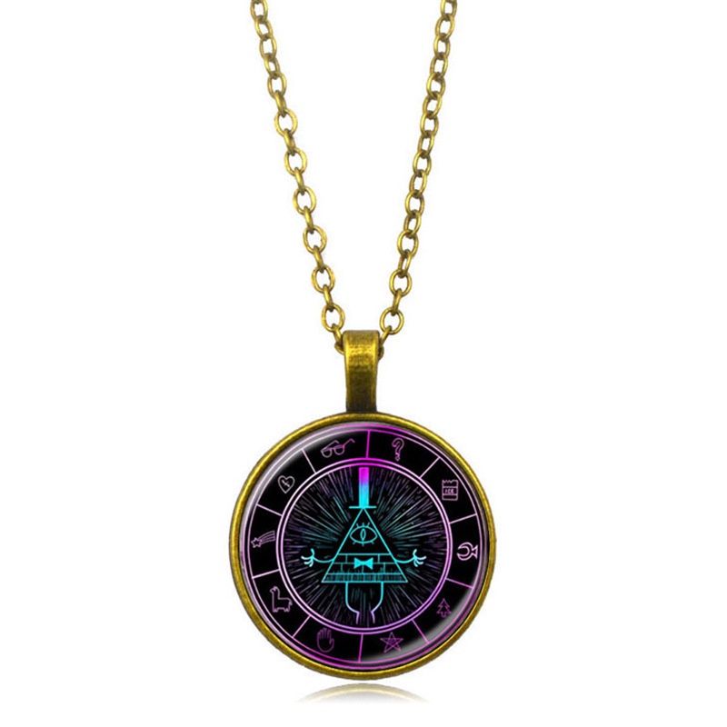 Vòng cổ Dài Mặt Kính Hình Vòm Họa Tiết Anime Gravity Falls