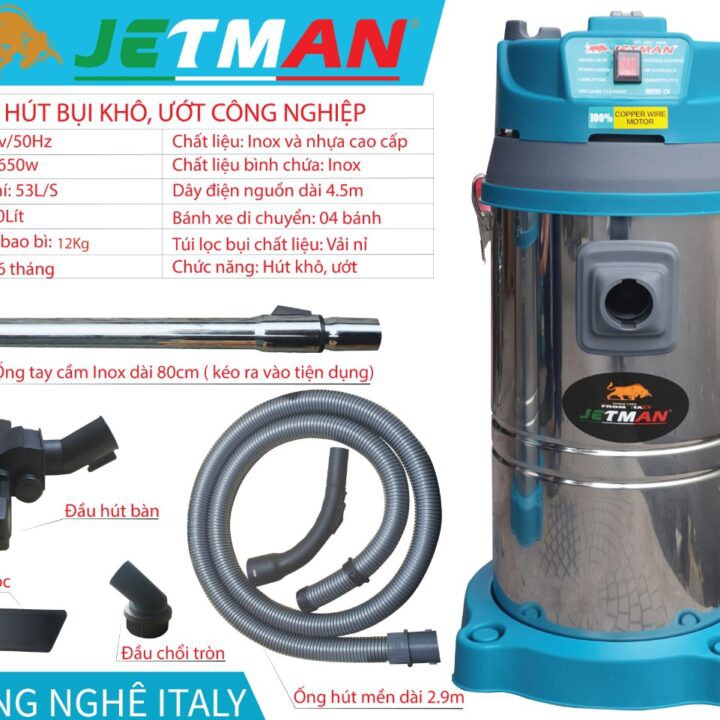 [ Khuyễn Mãi Shock ].Máy Hút Bụi Công Nghiệp Jetman 60l-1650W