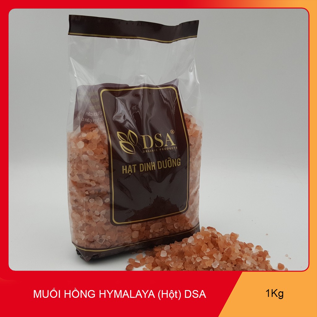 Muối Hồng Himalaya nguyên hạt hiệu DSA. Khối lượng 1 kg.