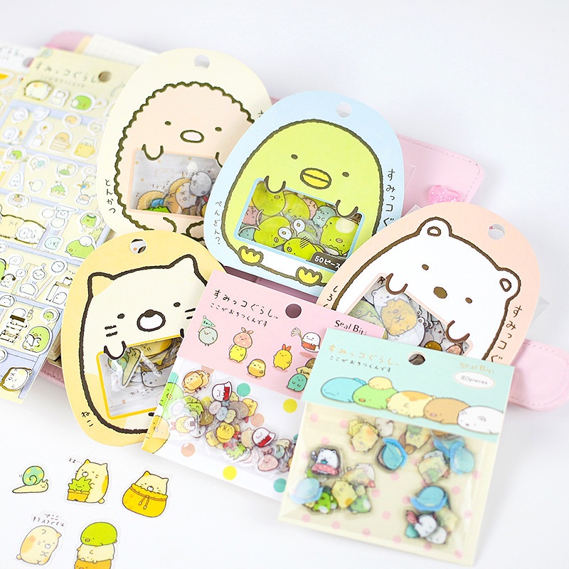 Set 40 miếng sticker hình thú mini trang trí sổ tay điện thoại laptop, hình dán sticker cute anime