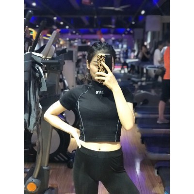 Croptop body nữ slimfit  phản quang chữ cute thể thao gym techwear sành điệu