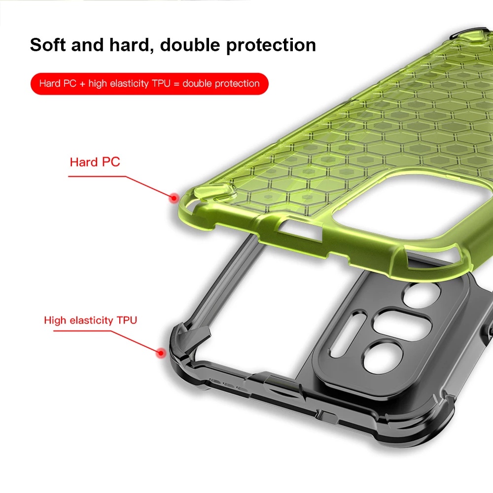 Ốp lưng Honeycomb Xiaomi Redmi siêu chống sock tổ ong Note 10 Pro 5G 10s Redmi 10 2022 9s 9 8 7 suốt chống sốc 4 góc