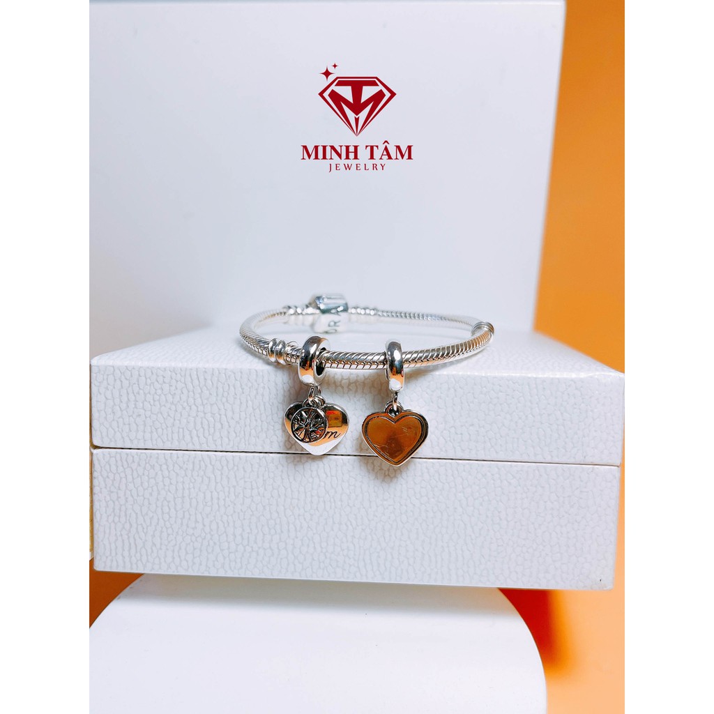 Charm bạc treo trái tim cây gia đình, Charm Pan bạc 925 trái tim cây gia đình-Minh Tâm Jewelry