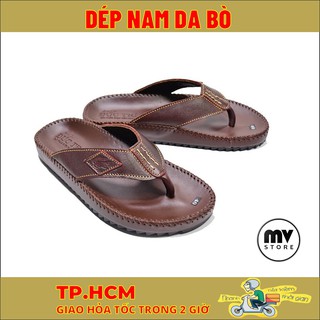 Dép kẹp nam, Dép nam da bò cao cấp chuẩn VNXK