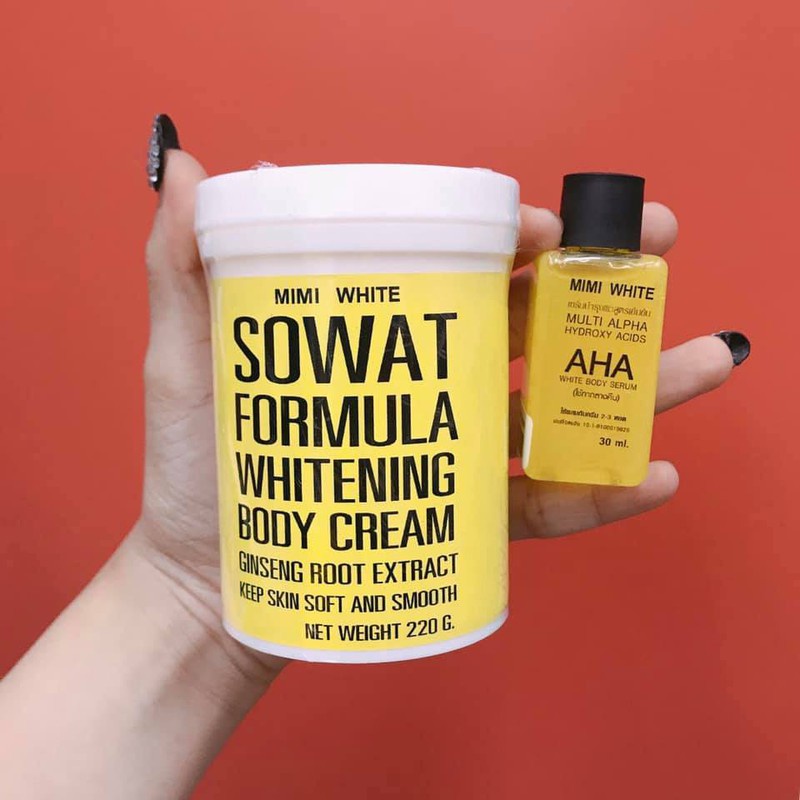 KEM DƯỠNG TRẮNG DA BODY MIMI WHITE SOWAT FORMULA WHITENING BODY CREAM 220G CHÍNH HÃNG - 9057