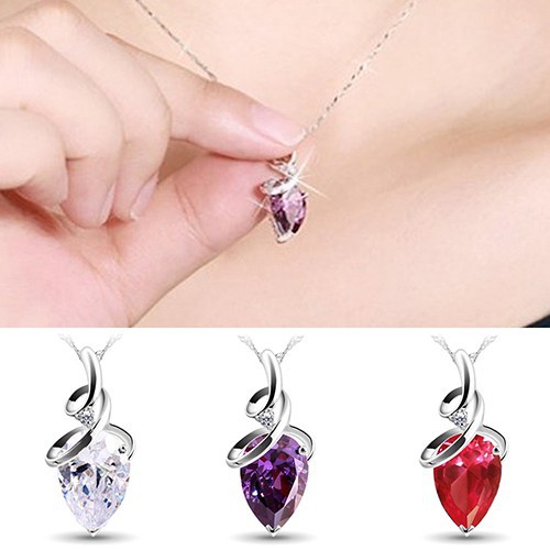 Vòng Cổ Choker Charm Mặt Zircon Xoắn Hình Giọt Nước Cho Nữ