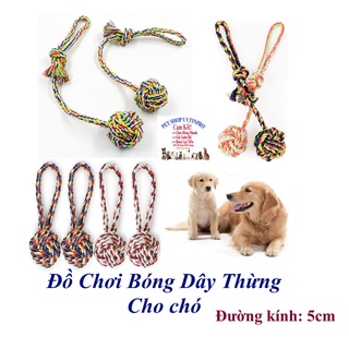 ĐỒ CHƠI DÂY THỪNG CHO THÚ CƯNG CHÓ MÈO Hình quả bóng có dây thắt nút đầu dây Đường kính 5cm - Pet shop Uytinpro