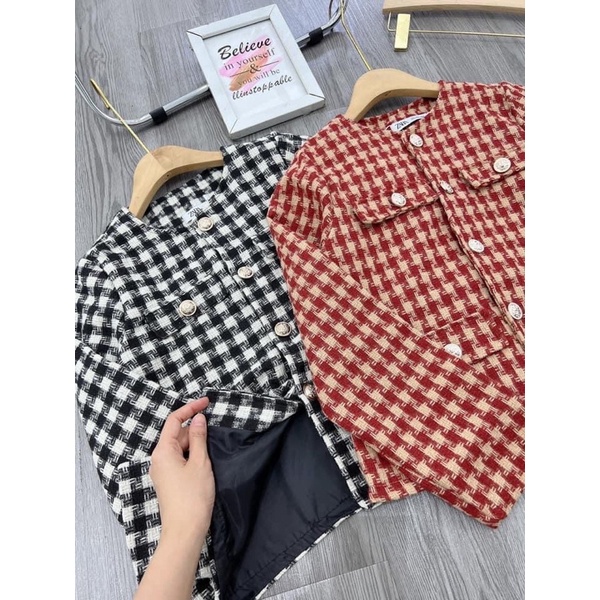 Áo Dạ Kẻ Ô 2 Màu Hàng 2 Lớp Dày Dặn, Áo Dạ Tweed Nắp Túi Có Ảnh Thật