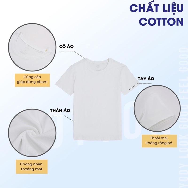 Áo Thun Trơn Nam Nữ Cổ Tròn Tay Ngắn 100% Cotton Cao Cấp