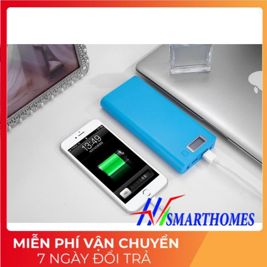 [BÁN LẺ - KHÔNG PIN] Box sạc dự phòng lắp 8 cell 18650 vỏ nhựa màn LCD 75-90K/box