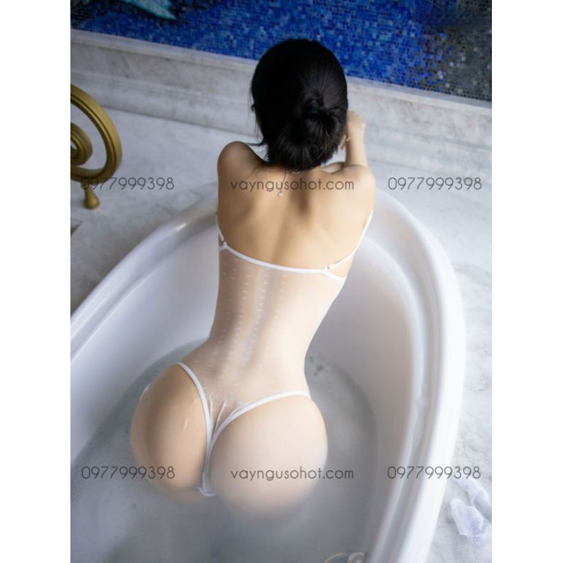 ( ảnh thật tự chụp ) bodysuit ren hoa trắng lưng chấm bi sexy | BigBuy360 - bigbuy360.vn
