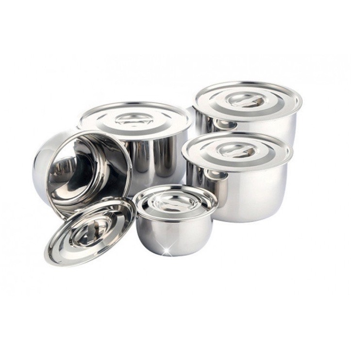 Bộ 5 Nồi Misho Chất Liệu INOX 304 Cao Cấp Dùng Cho Mọi Loại Bếp Ga, Bếp Từ, Bếp Hồng Ngoại