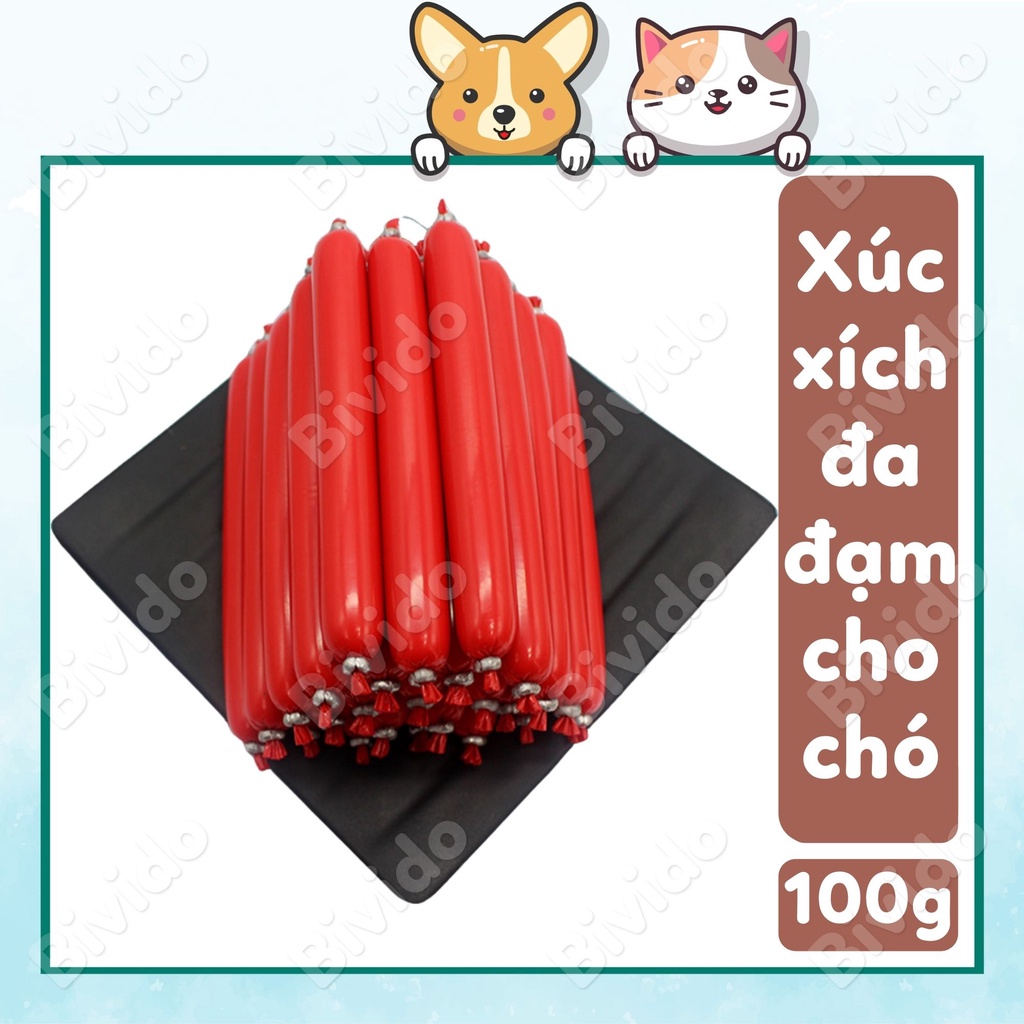Bánh thưởng cho chó xúc xích Hello Joy nhiều thịt túi 100g - Bivido