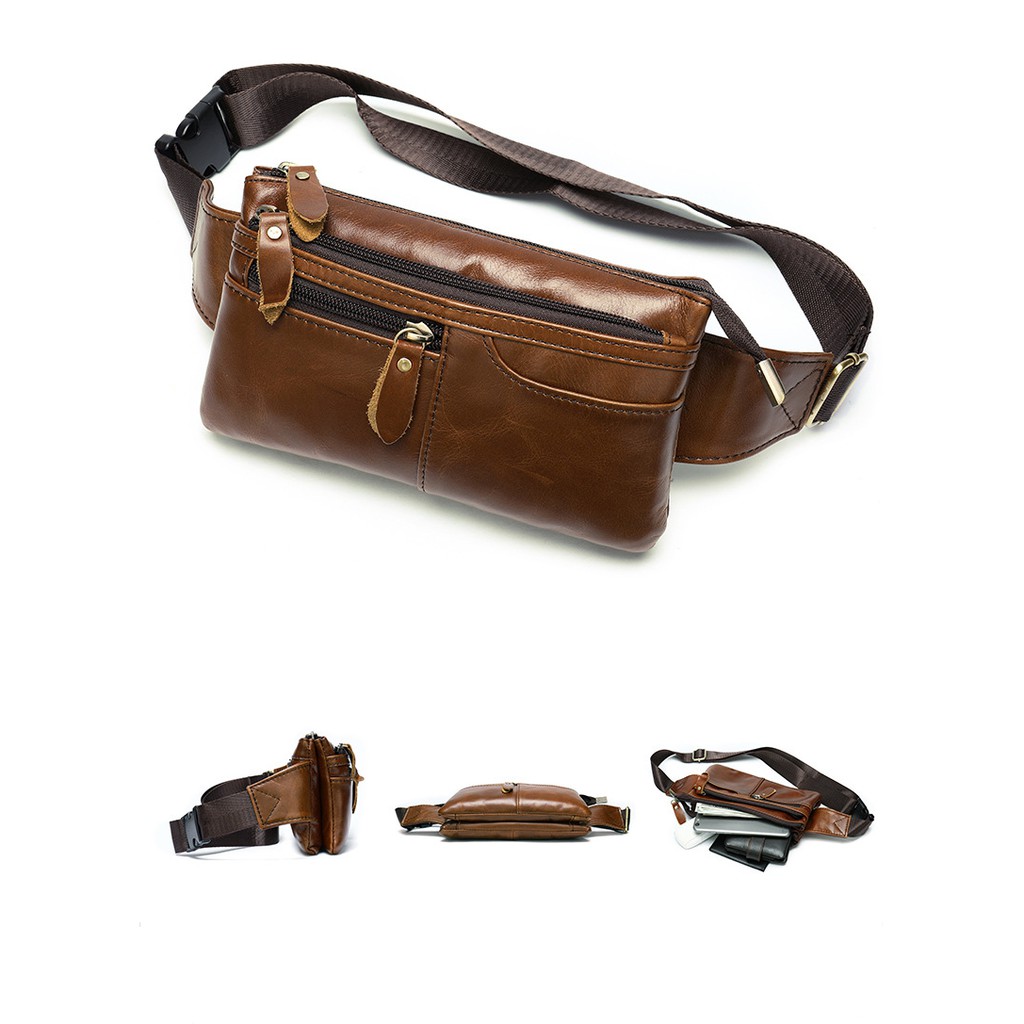 Túi đeo chéo nam HUTALEATHER nhiều ngăn tiện dụng thời trang nam tính VNA28