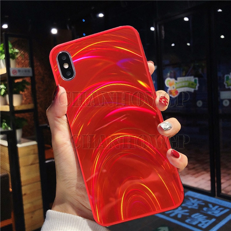 Ốp Điện Thoại Dẻo Màu Cầu Vồng 3d Lấp Lánh Kèm Gương Soi Cho Iphone Xs Max Xr X Xs 7plus 6splus 6 6s 7 8 Plus