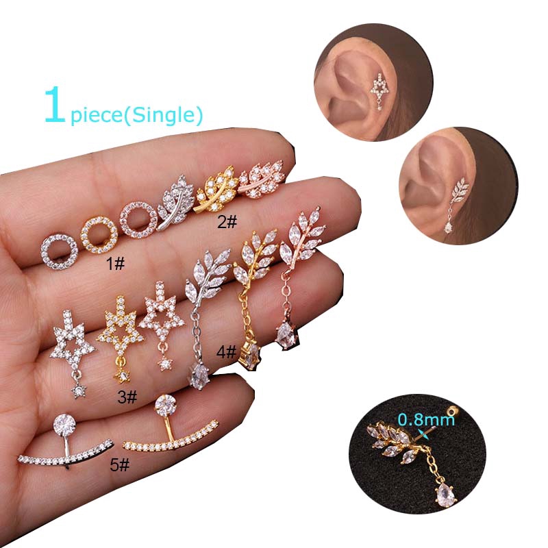 Khuyên tai chất liệu đồng đính đá zirconia cá tính