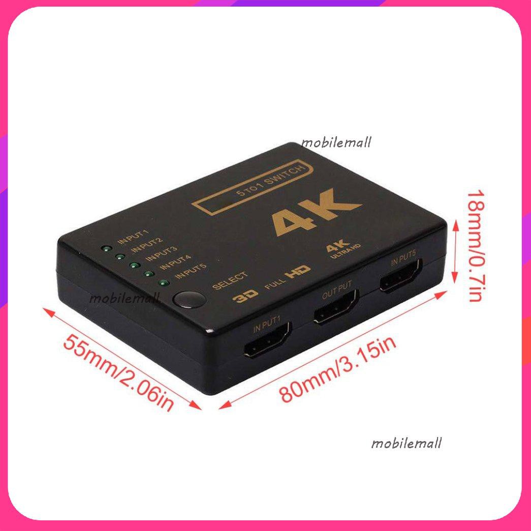 5-Port HDMI-compatible Splitter Cable Multiswitch 4K Switcher Splitter Hub Box