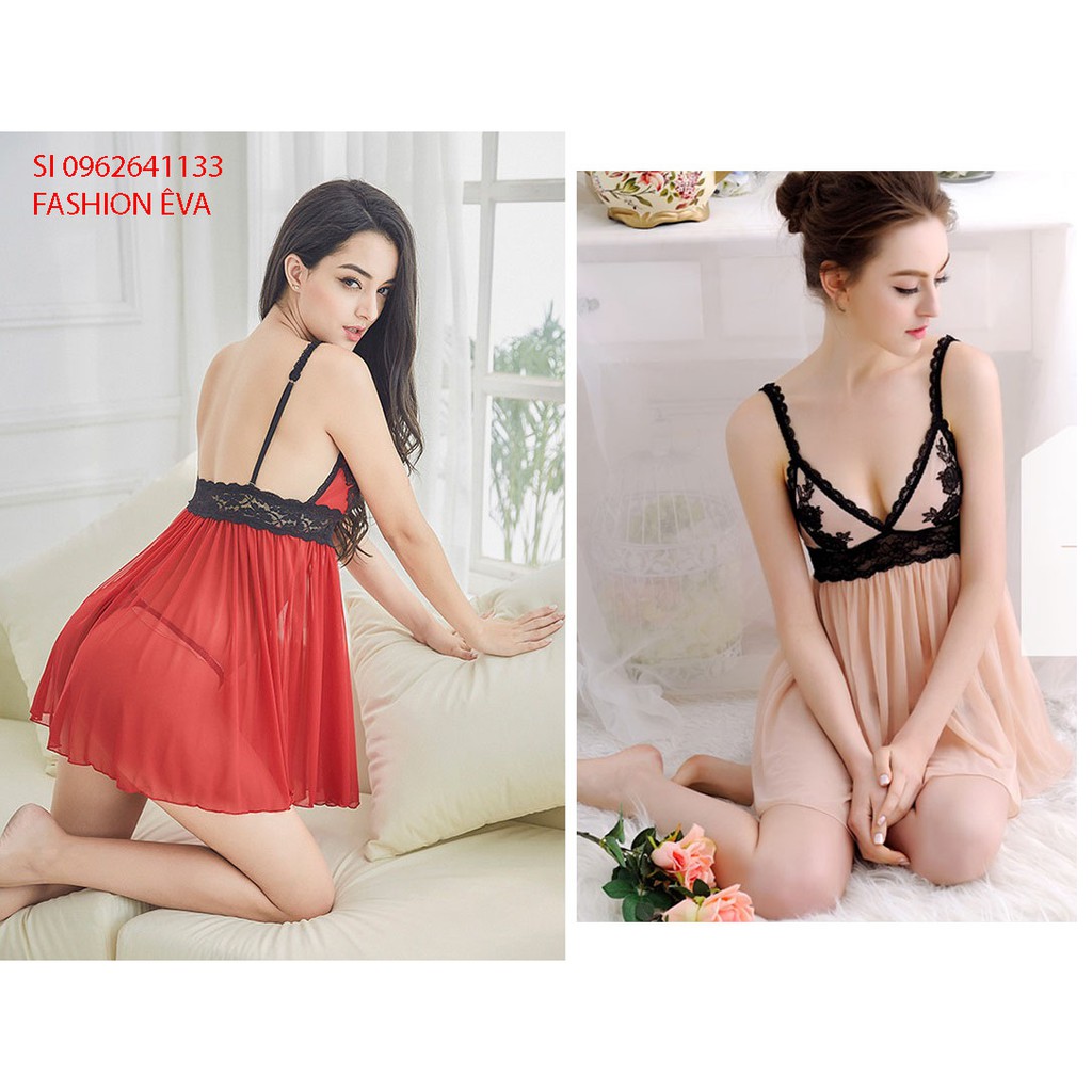Đồ ngủ bigsize nữ 55 - 75 kg- SEXY HOA HỒNG NGỰC | Đầm ngủ Sexy xuyên thấu xinh xắn yêu | BigBuy360 - bigbuy360.vn