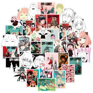 Y&P| Hình Dán Chống Nước SPY×FAMILY Nhật Bản Anime Mũ Bảo Hiểm Máy Tính Xách Tay Hành Lý Dán Thiết Lập, 50 tờ