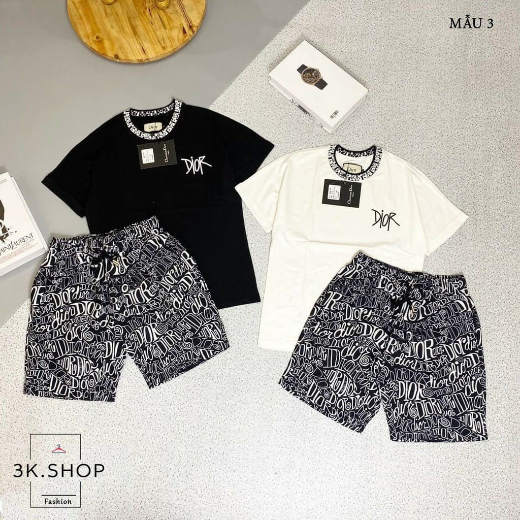 ⚡FREESHIP⚡ Bộ thun nam Dior viền cổ tay , bộ thun nam hè HOT