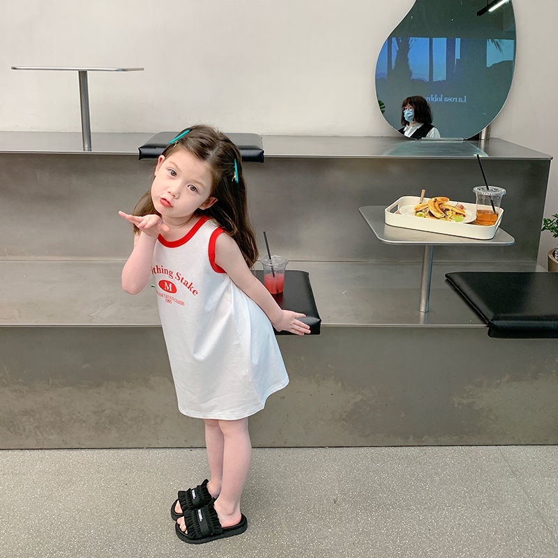 Đầm Sát Nách Dáng Vừa In Họa Tiết Xinh Xắn Thời Trang Cho Bé Gái