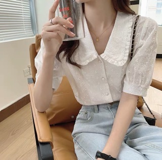 ÁO SƠ MI THÊU HOA CỔ SEN