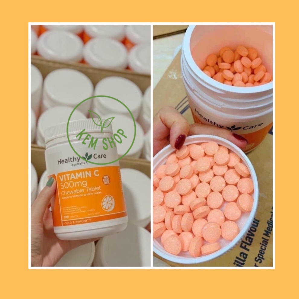 [Cam kết chuẩn Úc] Vitamin C 500v tăng cường đề kháng, đẹp da cho người từ 2 tuổi Healthy Care Vitamin C 500mg, Úc