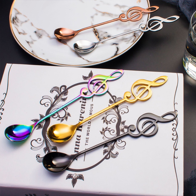 1 Muỗng Cà Phê Hình Nốt Nhạc Bằng Thép Không Gỉ 304 13cm