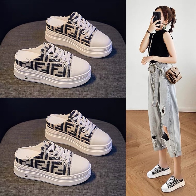 Giày sục thể thao độn đế 7cm ⚡️FREE SHIP⚡️hoạ tiết sang, tôn chiều cao, êm chân