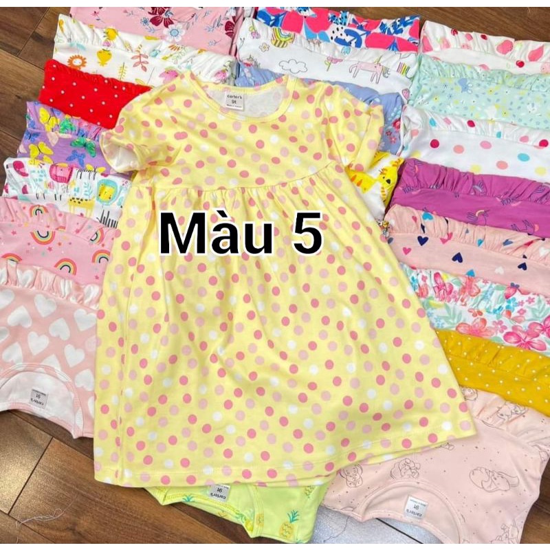 Váy bé gái cotton size đại tay ngắn hàng xuất dư chất đẹp mát