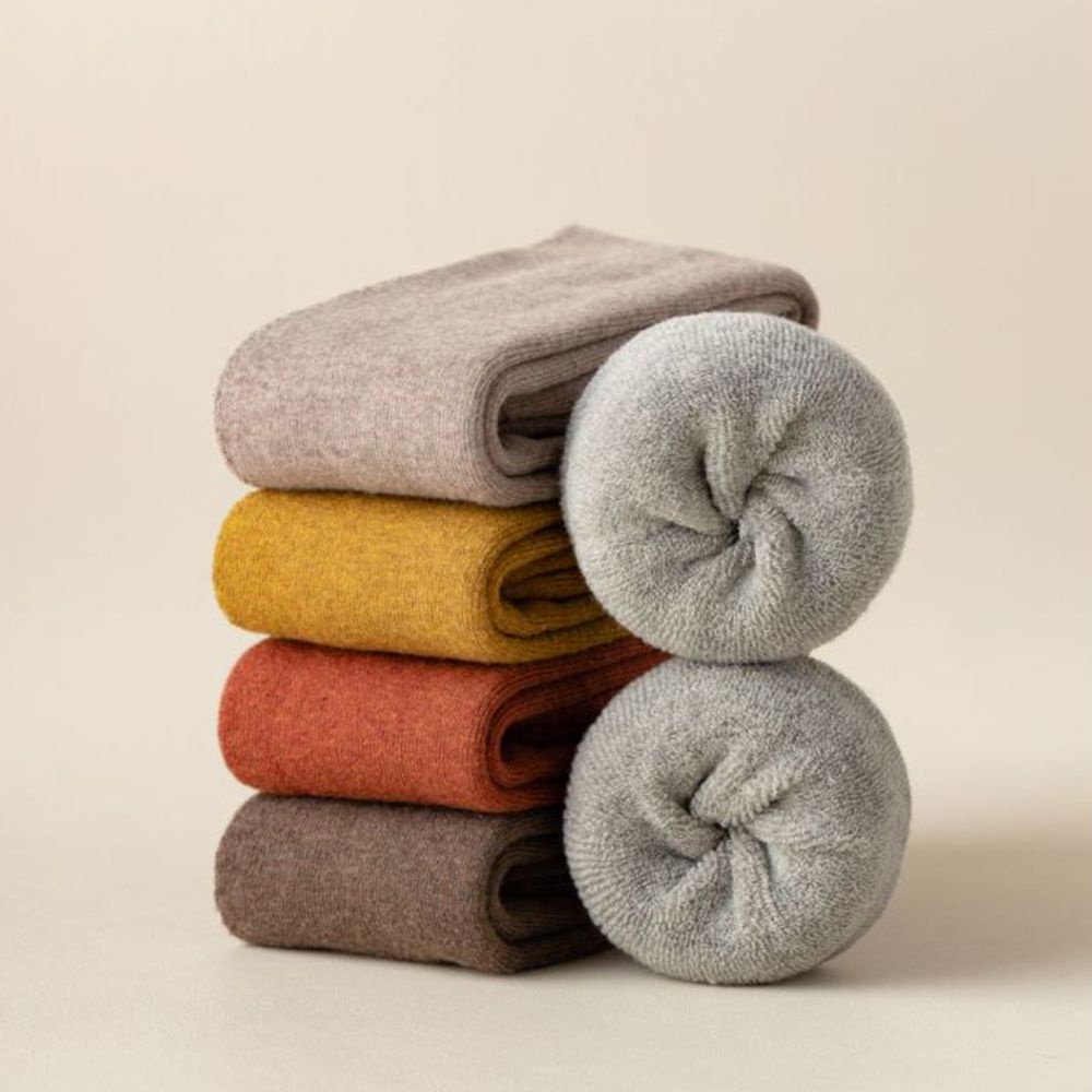 Tất ống cao dày dặn thoáng khí màu sắc đơn giản phong cách đường phố Hàn Quốc dành cho nữ