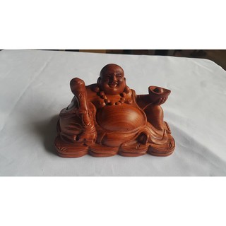 tượng di lạc ngồi để ô tô gỗ hương