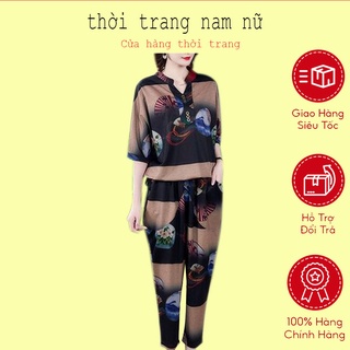 [GIẢM 36%] Thanh Lý hàng Bộ Đồ 2 Món Ngắn Tay Cổ Chữ V + Quần Dài Xinh Xắn Dành Cho Nữ