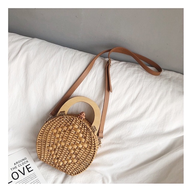 Túi mây du lịch quai gỗ