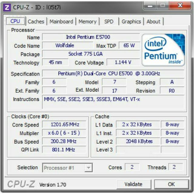 Cpu Intel Pentinum E5700 socket 775 cho main g31,41...tặng kèm keo tản nhiệt cpu