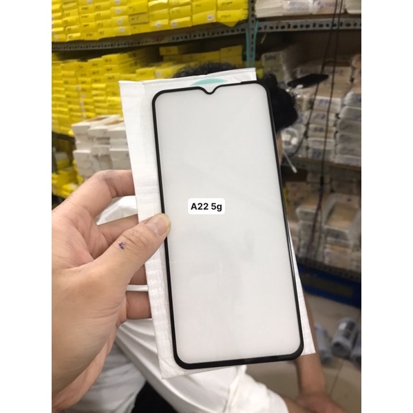 Kính full màn 5D sịn Samsung A22 5G tặng miếng lau kính