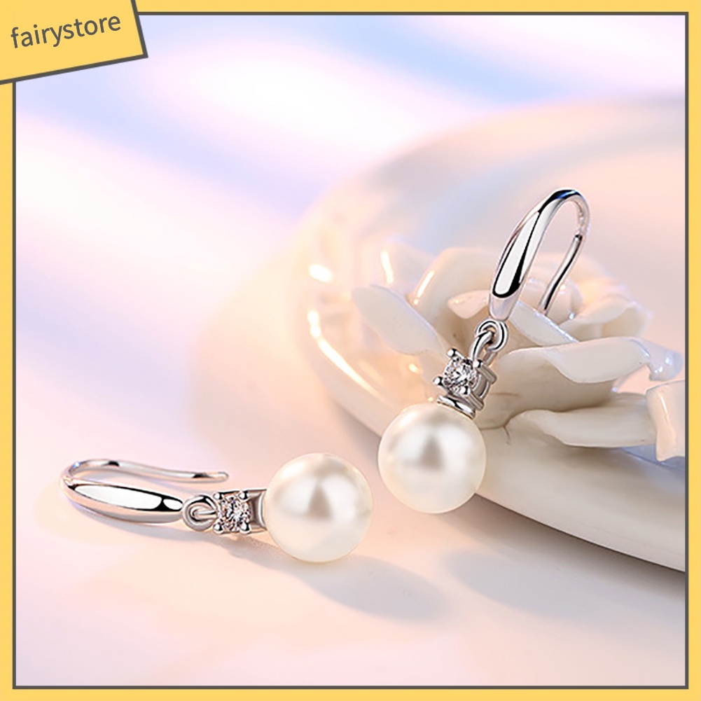 Khuyên Tai Dạng Móc Đính Ngọc Trai Nhân Tạo Kiểu Dáng Thời Trang