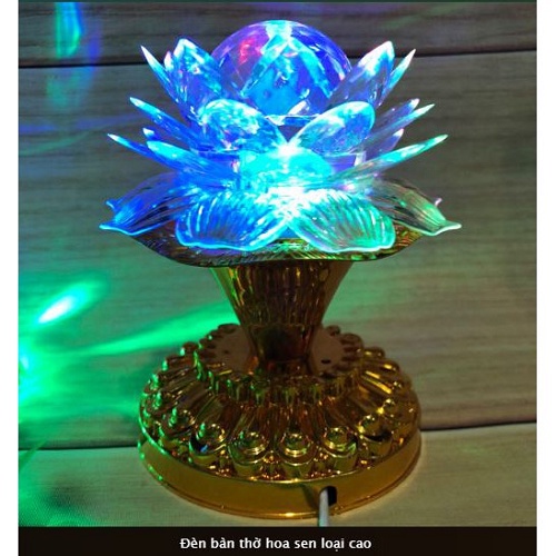 [ 𝑯𝑨̀𝑵𝑮 𝑿𝑰̣𝑵-𝑮𝑰𝑨̉𝑴 𝑻𝑯𝑬̂𝑴 14% ] Đèn Led trang trí cầu xoay hình hoa sen đế vàng,đèn để bàn thờ