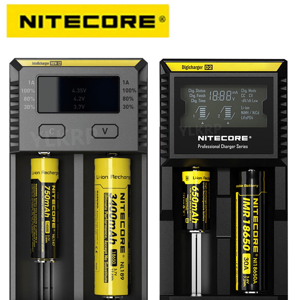 Bộ Sạc Pin Nitecore D4 D2 New I4 I2 Digicharger Lcd Thông Minh Li-Ion 18650 14500 16340 26650