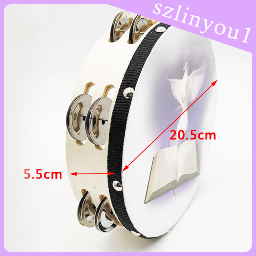 New Arrival Double Row TAMBOURINE - Metal Jingles Percussion Ergonomic Handle 8&quot;