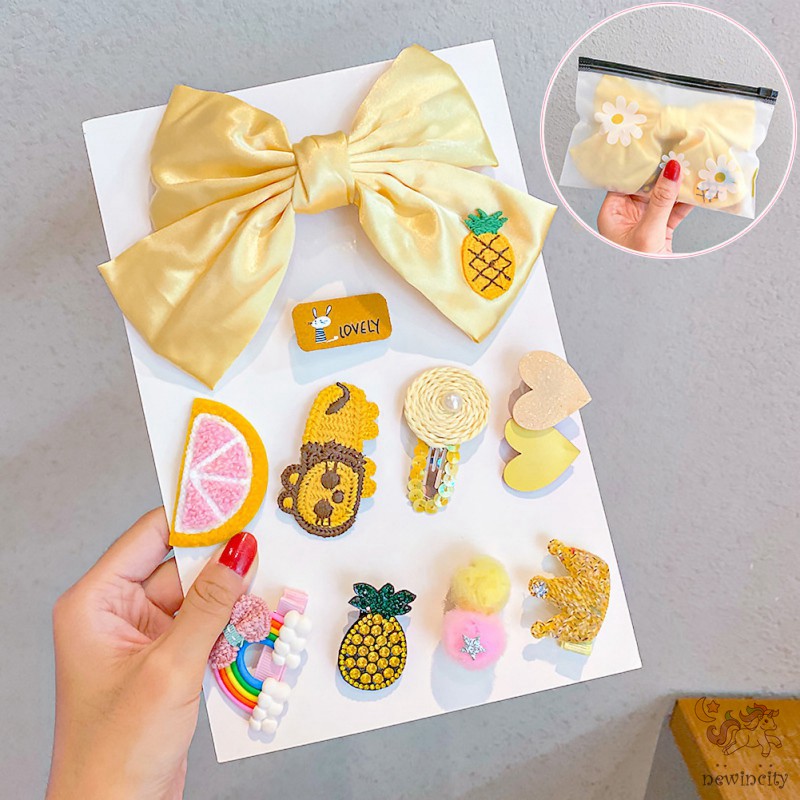 Bộ 10 Kẹp Tóc Hình Nơ Đáng Yêu Thời Trang Cho Bé Gái