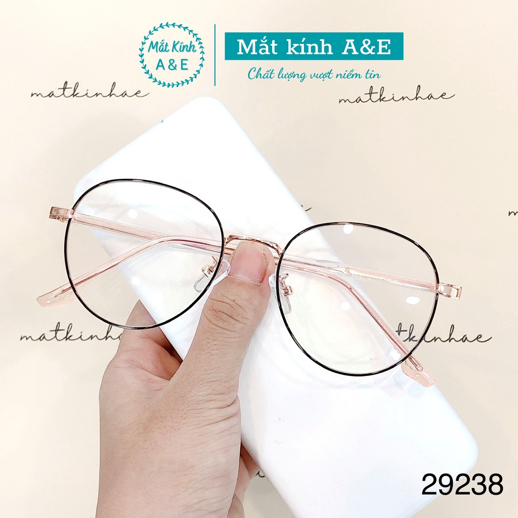 Kính mắt tròn nữ nam AMIE Eyewear gọng kính cận kim loại bọc nhựa giảm đau tai kiểu dáng trẻ trung cao cấp 29238