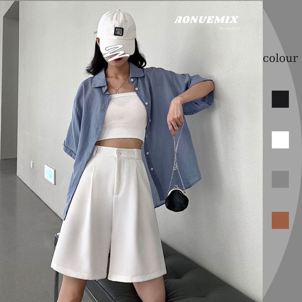 Quần short basic màu đen trắng nâu ghi dễ mix đồ M2066 Dora Style