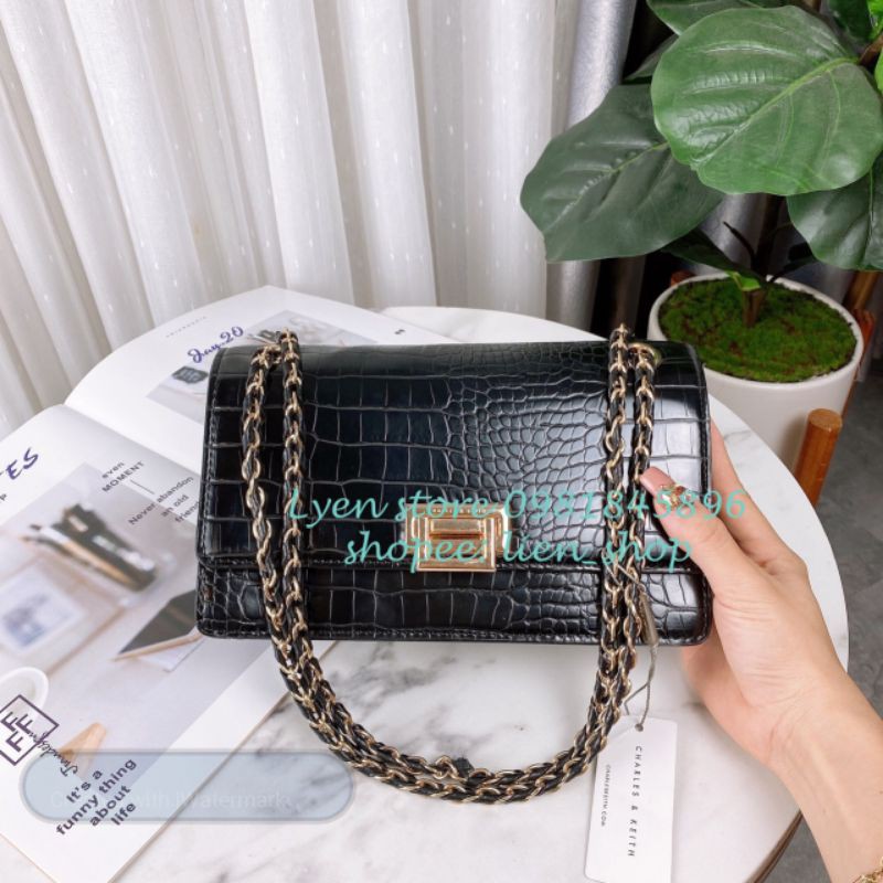Túi khóa gập đeo chéo đeo vai sang chảnh