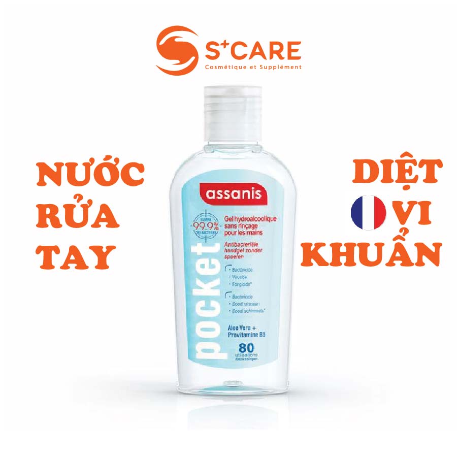 Nước rửa tay khô Pocket Assanis nội địa Pháp - S+Care