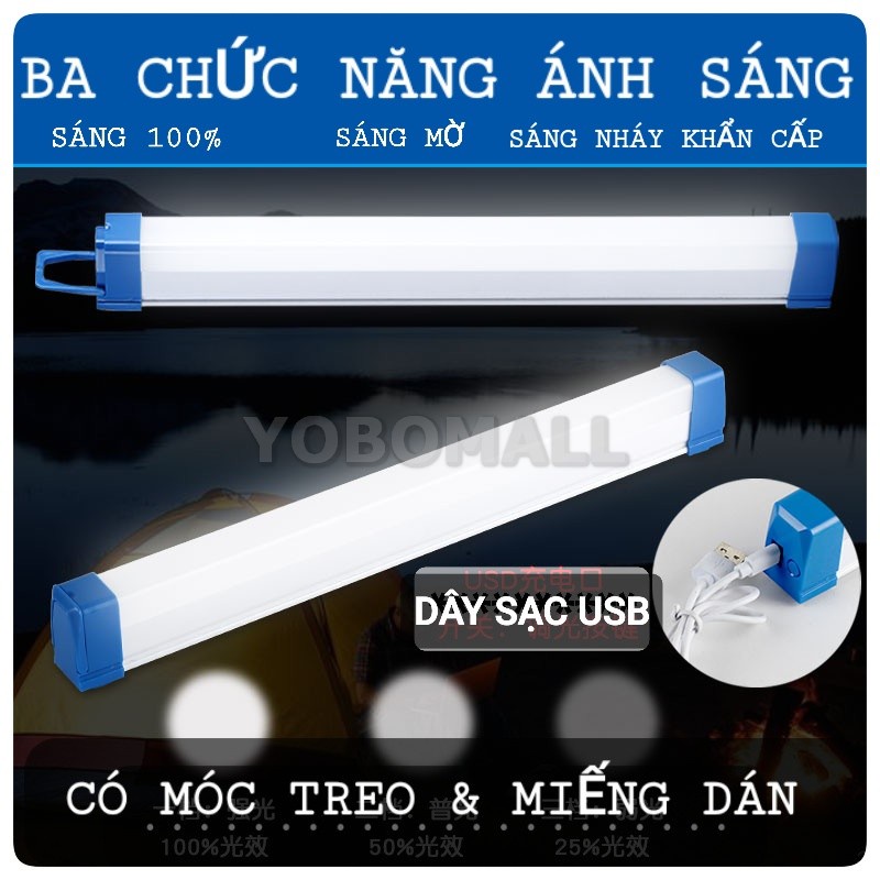 Đèn Sạc Tích Điện, Bóng Đèn Led Dài Siêu Sáng Sạc Tích Điện Đa Năng Trong Nhà Ngoài Trời - Yobomall