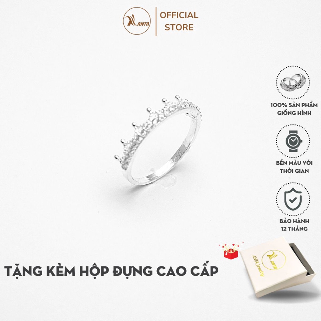 Nhẫn bạc nữ Anta ATJ9041 vương miện đính đá Crown ring