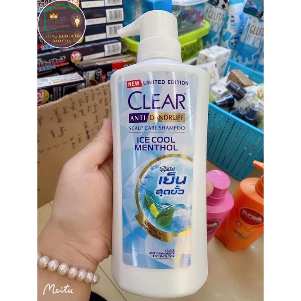 Dầu gội Thái Lan Clear Ice Cool Menthol bạc hà mát rượi 480ml